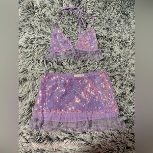 New Pink Purple sequin Set